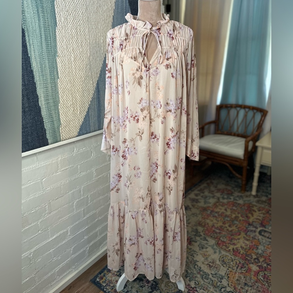 H&M Soft Blush Pink and Purple Floral Maxi Dress - Picture 5 of 10